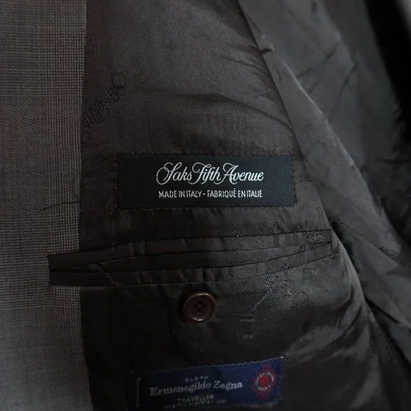ERMENEGLIDO ZEGNA Wool Traveler Cloth Two Button Blazer Saks Fifth Avenue 46R - Picture 10 of 12